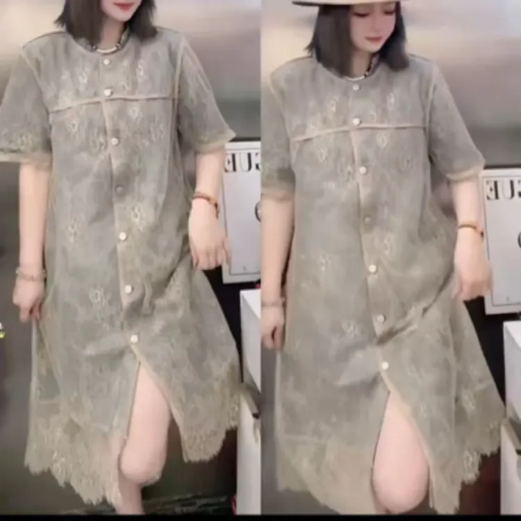 欧美风拼接牛仔连衣裙百搭旗袍显瘦休闲