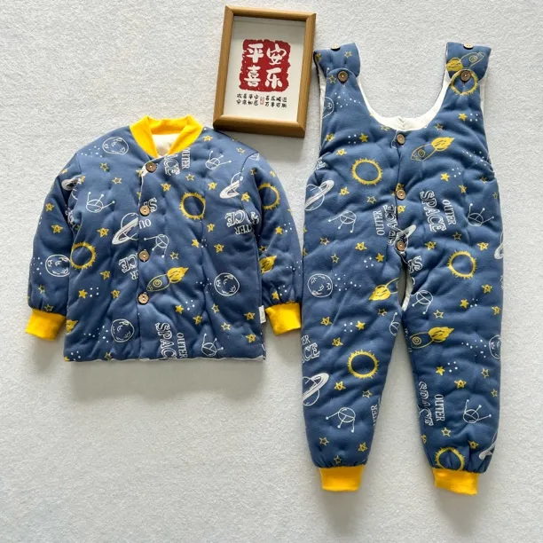 婴儿手工棉衣套装男女宝宝棉花衣儿童棉袄开裆棉裤秋冬加厚薄棉服