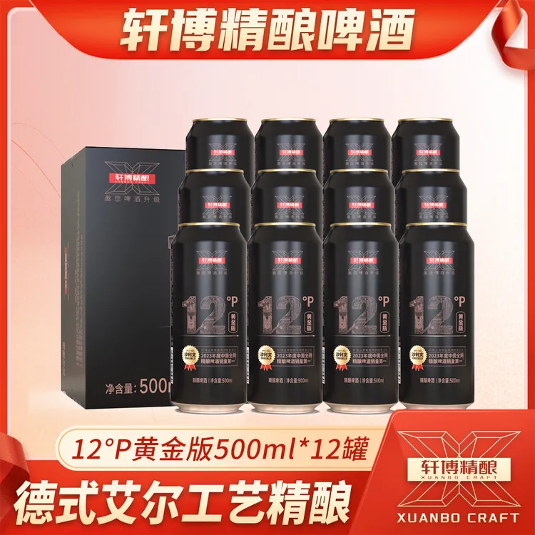 轩博精酿啤酒白啤小麦啤德式纯粮酿造500ml/罐-FF