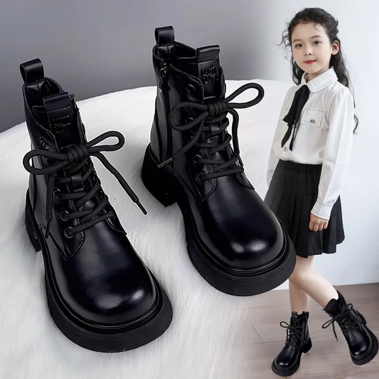 女童马丁靴英伦风2025秋冬新款中大童软底防滑皮靴公主时尚短靴子