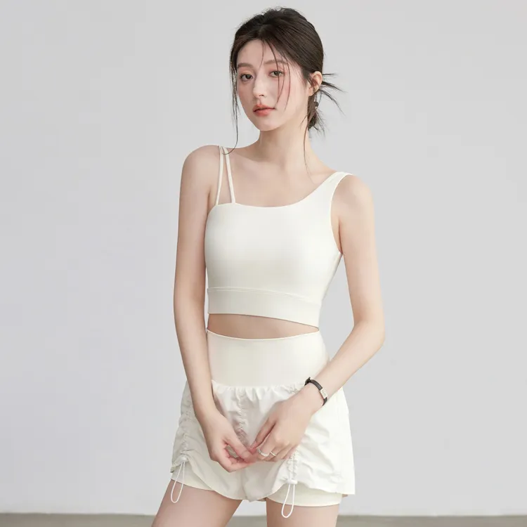 2025秋新款普拉提固定杯防震聚拢背心跑步运动文胸网球健身女上衣