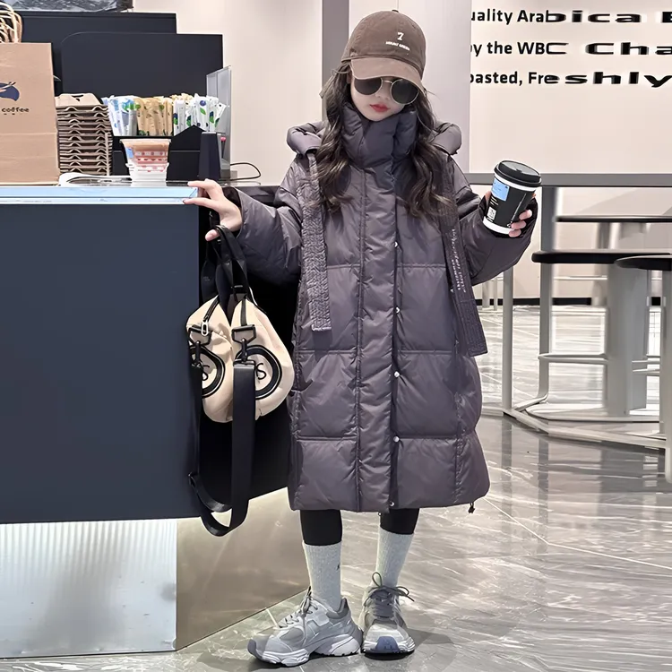 儿童羽绒服女童中长款2025新款洋气女孩大童冬季童装加厚保暖外套