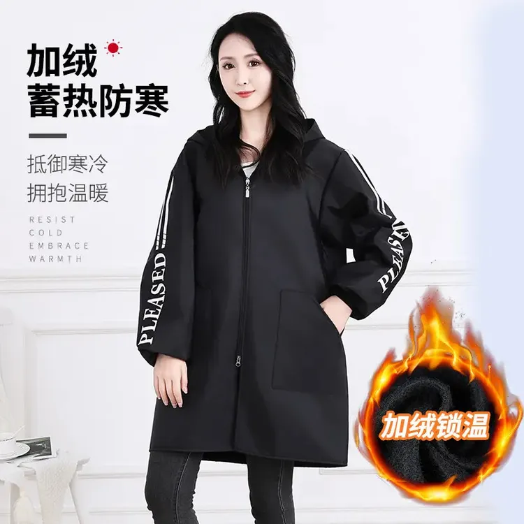加绒厨房罩衣加厚男女耐脏防水新款时尚工作服围裙防油拉链外穿