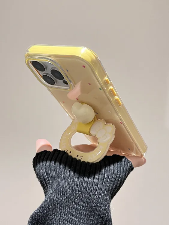 果冻ins波点KT猫指环扣适用iPhone16 15promax手机壳14苹果13女12