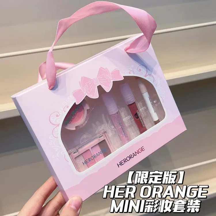 HERORANGE迷你彩妆套装哑光腮红眼影盘唇釉眼线笔化妆品套盒
