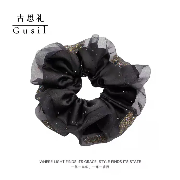 精致轻奢百搭黑色大肠发圈GS9250