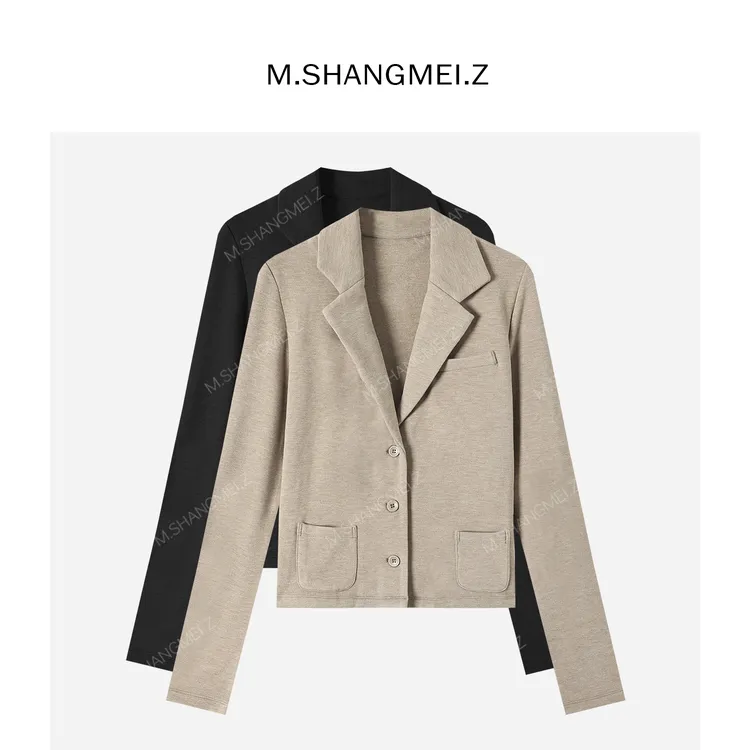 M.SHANGMEI.Z/沐熙【糯感西装衫】美大哥简约羊毛西装外套X1075051