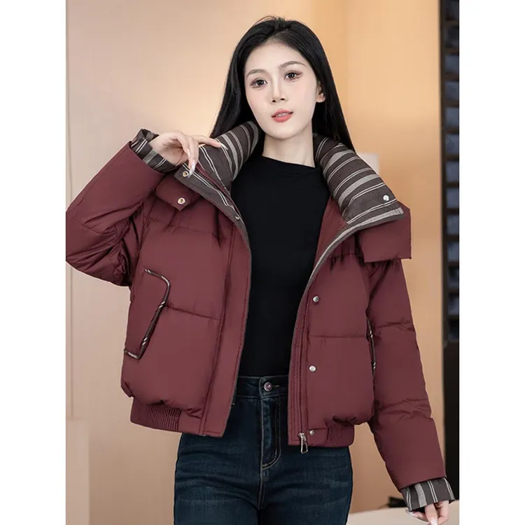 时尚连帽羽绒服女短款2025年冬季洋气宽松显瘦加厚御寒小个子外套