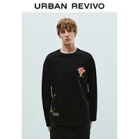 UR2025秋季新款男装潮流休闲趣味印花棉质长袖T恤UUV450023