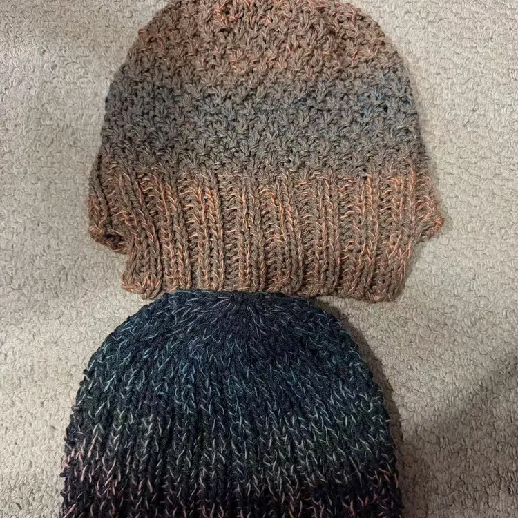 段染羊毛包头帽 三种戴法