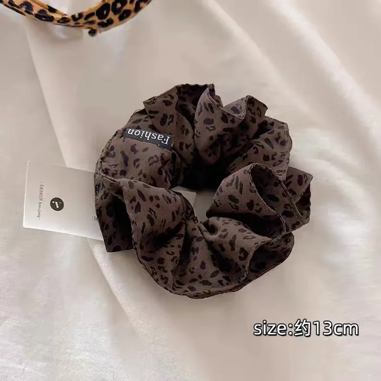 韩系复古豹纹大肠发圈女新款高级感头绳扎头发绳皮筋时尚发饰网红