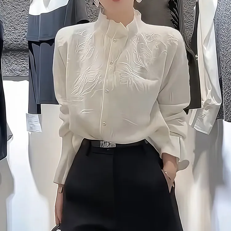 时尚设计感小众木耳领提花针织开衫女秋冬新款宽松显瘦百搭上衣潮