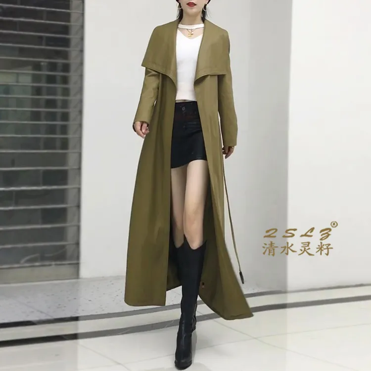 2025秋季过膝长款皮衣高级感蛋白皮风衣大翻领拉风帅气大衣外套女