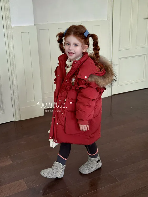 冬款大上新《雪藏花镜》新标90白鸭绒羽绒服女童冬季休闲连帽D62019