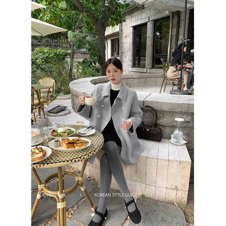 DH 大花【蓝风铃大衣 coat】韩系绵羊毛&山羊绒秋冬中长款毛呢外套