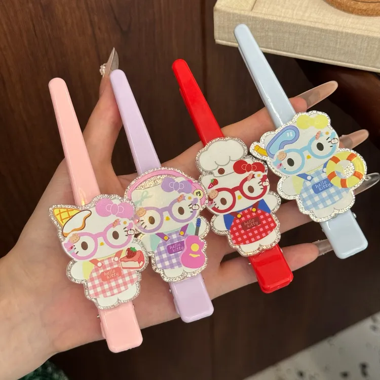 超萌卡通kt猫长夹甜美可爱猫咪侧边夹围裙眼镜凯蒂猫发夹少女发饰