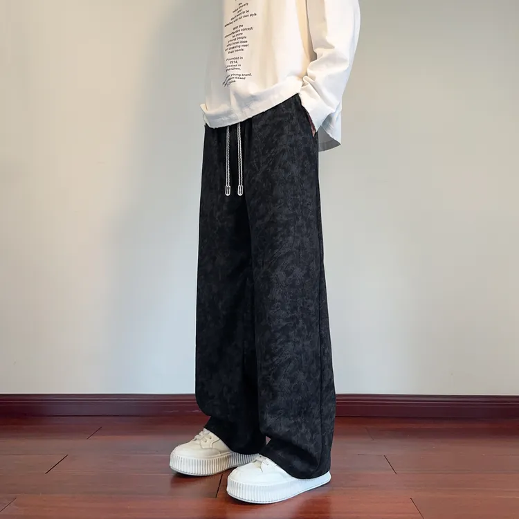 扎染裤子男2025秋季新款复古宽松垂感阔腿裤潮流百搭直筒休闲长裤