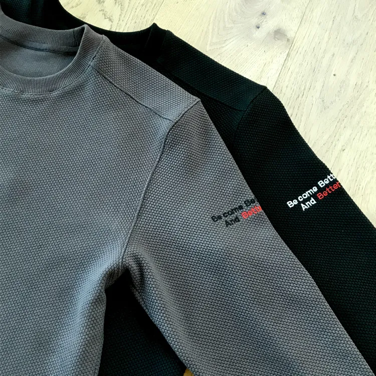 ADGC美式斜纹格刺绣越来越好长袖打底男2025秋新款宽松休闲打底衫