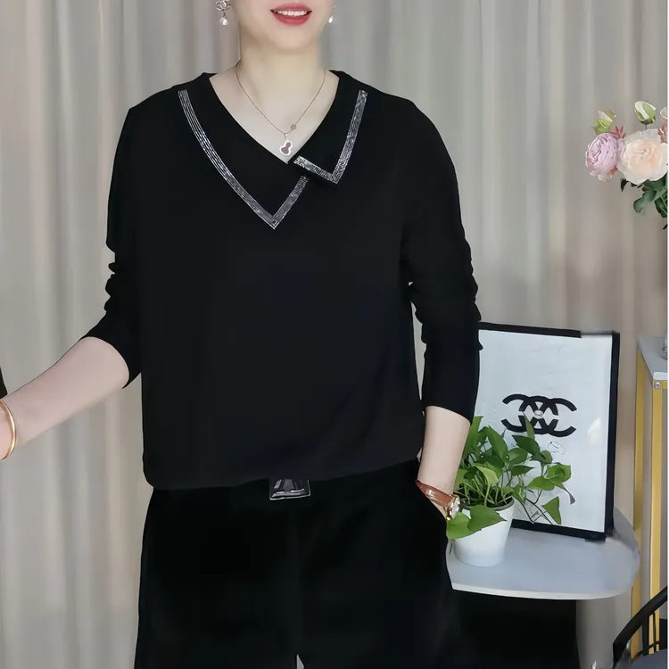 2025秋季新款时尚遮肚显瘦娃娃领长袖上衣小衫