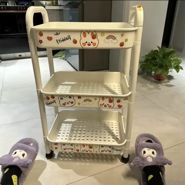 小推车家用置物架书架简易儿童玩具零食多层移动书柜带轮落地收纳