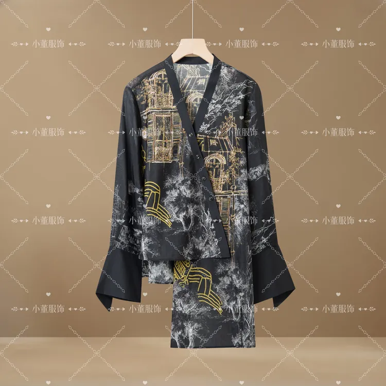 小董服饰2025009新款潮流新中式不规则衬衫
