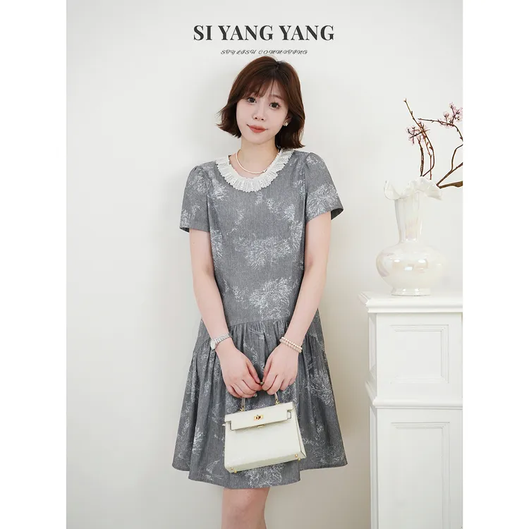 斯洋洋SIYANG亚麻清凉舒爽减龄气质百搭通勤连衣裙LYQ507A006SYY