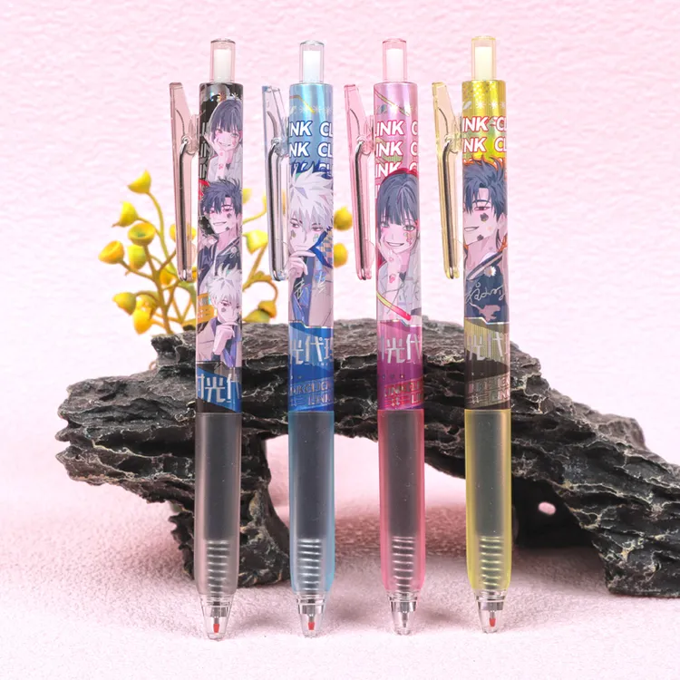 得力正版时光代理人按动中性笔黑色速干学生用动漫周边刷题签字笔