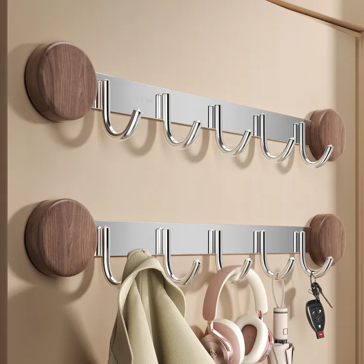 胡桃木门后挂钩免打孔304不锈钢卫生间壁挂式入户门上衣服挂衣钩