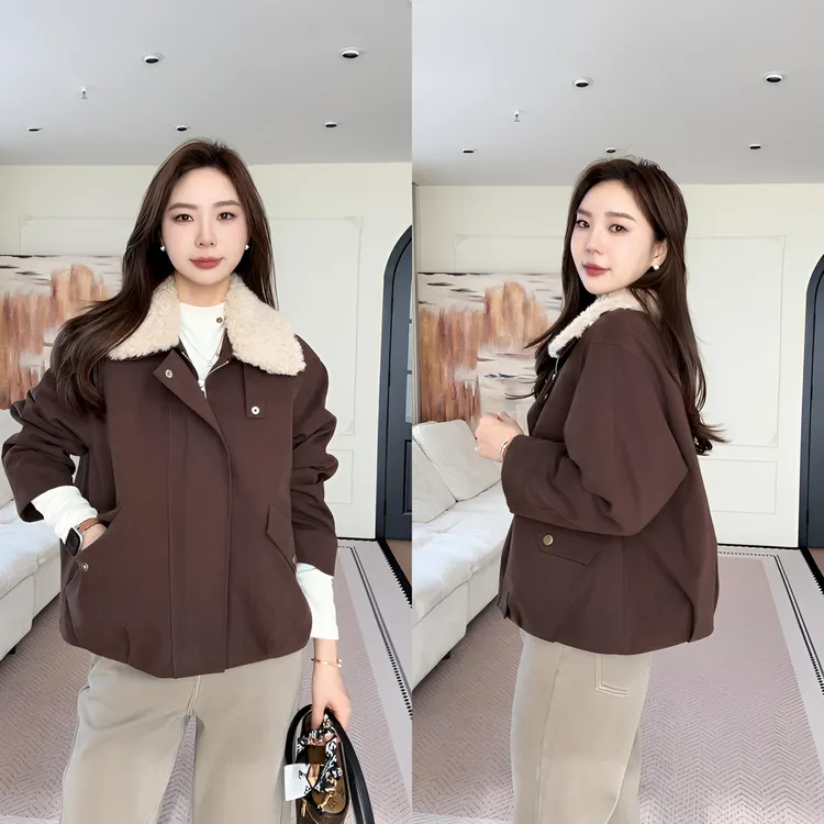 【余欢欢】冬季新国标90绒羊羔毛领羽绒夹克外套-YHW51138