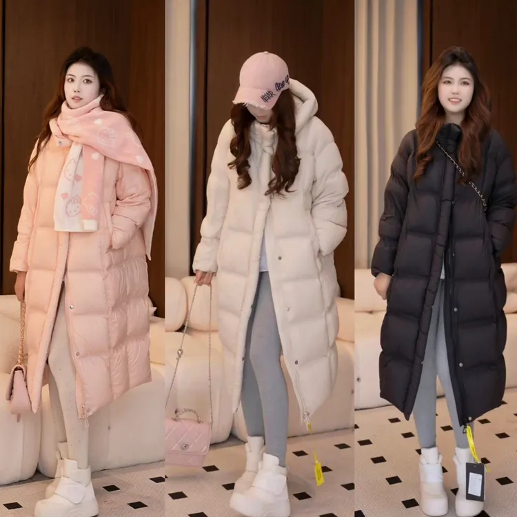 90白鸭绒羽绒服新款修身加厚过膝加长款女显瘦保暖羽绒服外套1