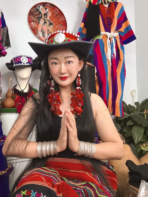 铜合金布艺耳饰 千尚玉手工民族风耳环