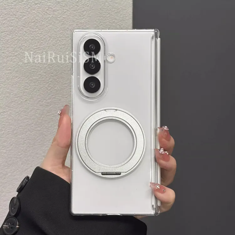 双中轴保护旋转磁吸支架适用三星GalaxyZFold7手机壳透明防摔时尚