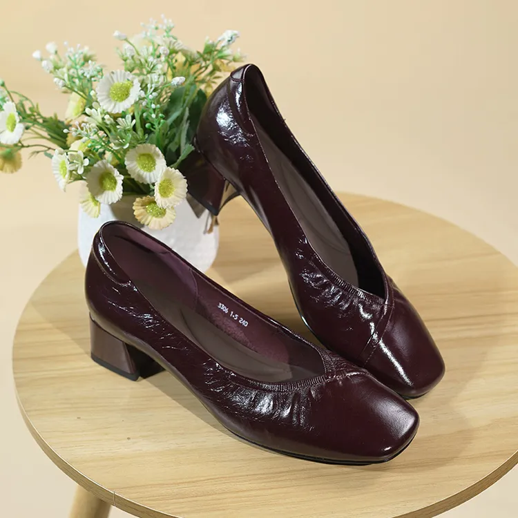 软羊皮复古软底黑色真皮粗跟单鞋舒适妈妈懒人一脚蹬小皮鞋配裙子