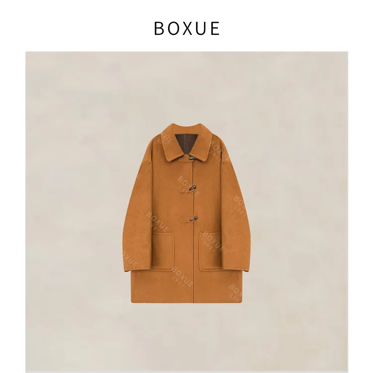 BOXUE“风旅”2025秋冬高级感绵.羊毛牛角扣轻奢 外套#250923W5155