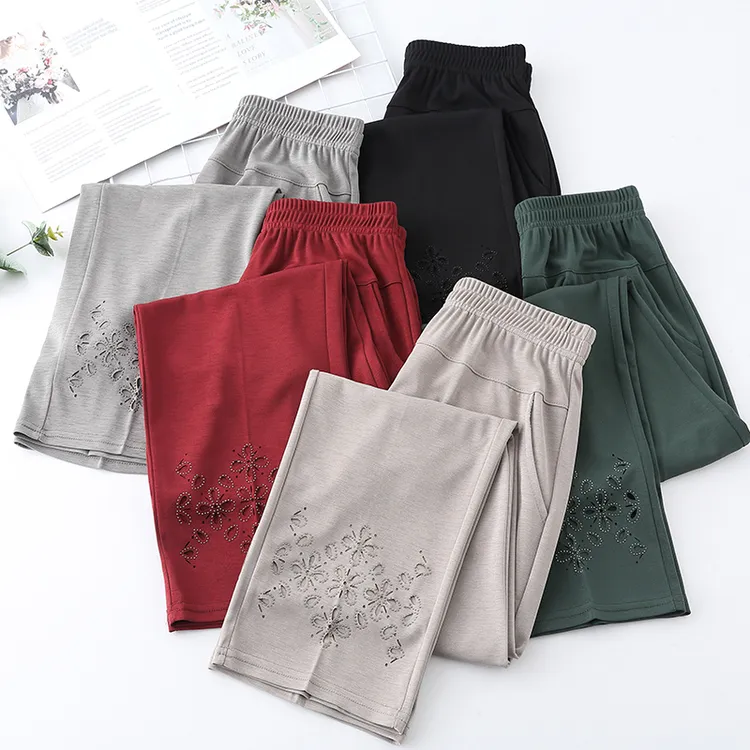 妈妈装夏装裤子加肥加大薄款女裤高腰奶奶九分裤老太太宽松直筒裤