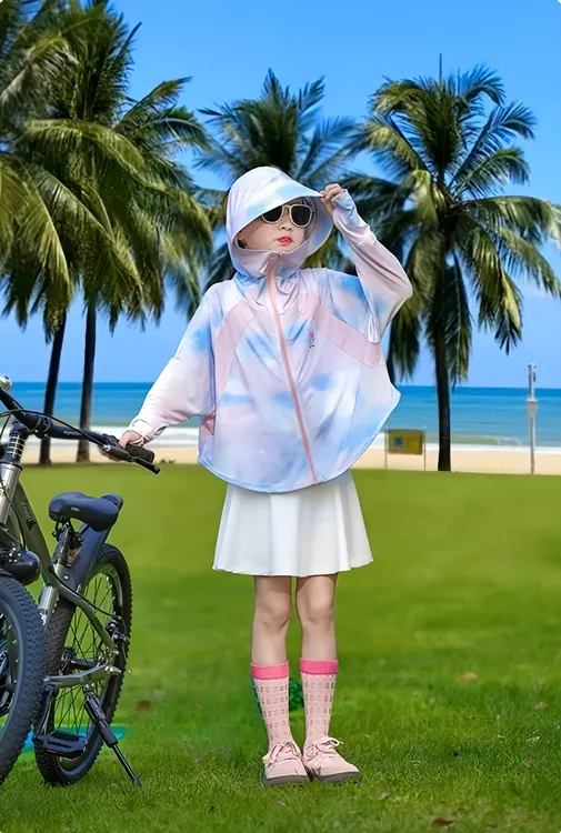 女童防晒衣套装2025新款上衣夏季儿童连帽冰丝凉感轻薄防晒服外套