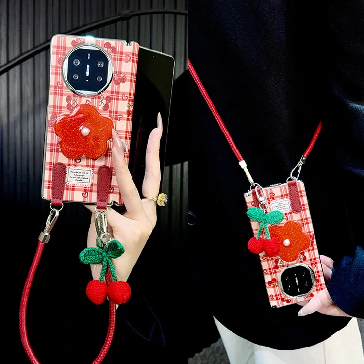 适用华为matex5手机壳折叠屏中轴新款x6典藏版x3皮纹创意个性女款