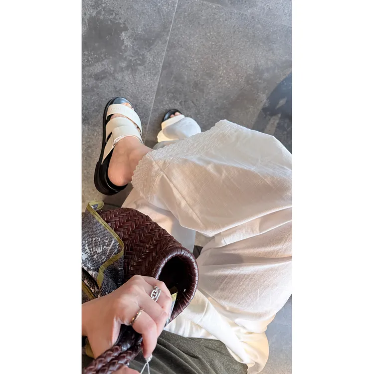 苏安家|“花边小白裤”9分/9.5分两个长度 莱赛尔棉仿麻纹理白裤子