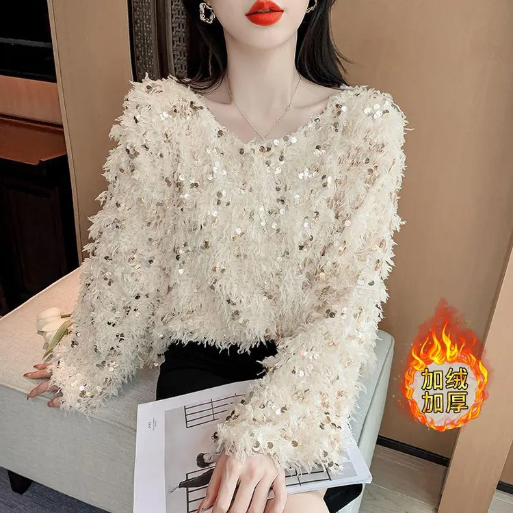 显瘦气质长袖洋气宽松设计感小众百搭韩版毛衣女装打底衫女秋冬