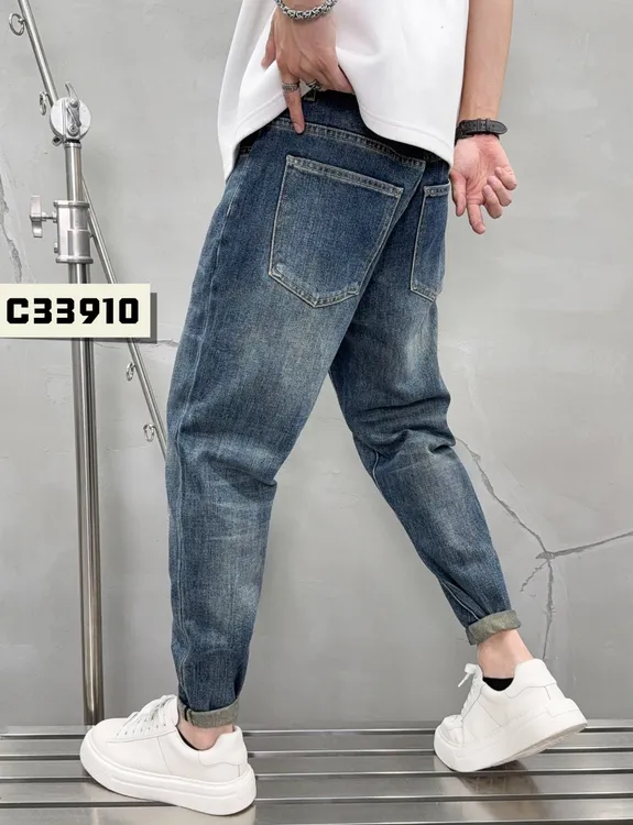 3910小脚裤中腰春秋拉链微弹力牛仔裤弹力潮流修身极简风