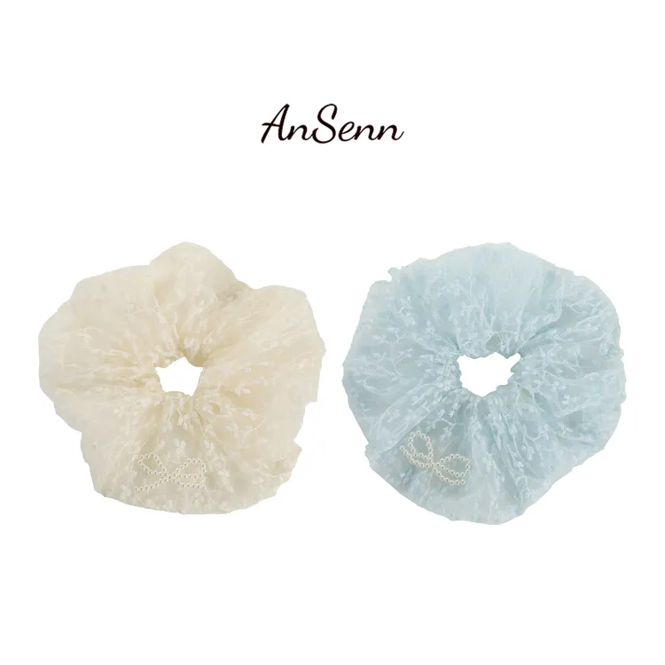 韩版超大网蕾丝蝴蝶结发圈发绳女新款重工大肠发圈头花头绳发饰