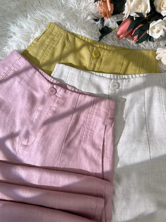 新款夏季平纹细麻气球裤2025直筒百搭时尚宽松显瘦薄款阔腿裤女裤