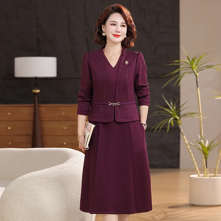 十月妈妈春秋结婚裙子喜婆婆婚宴装2025新款参加婚礼裙子平时可穿