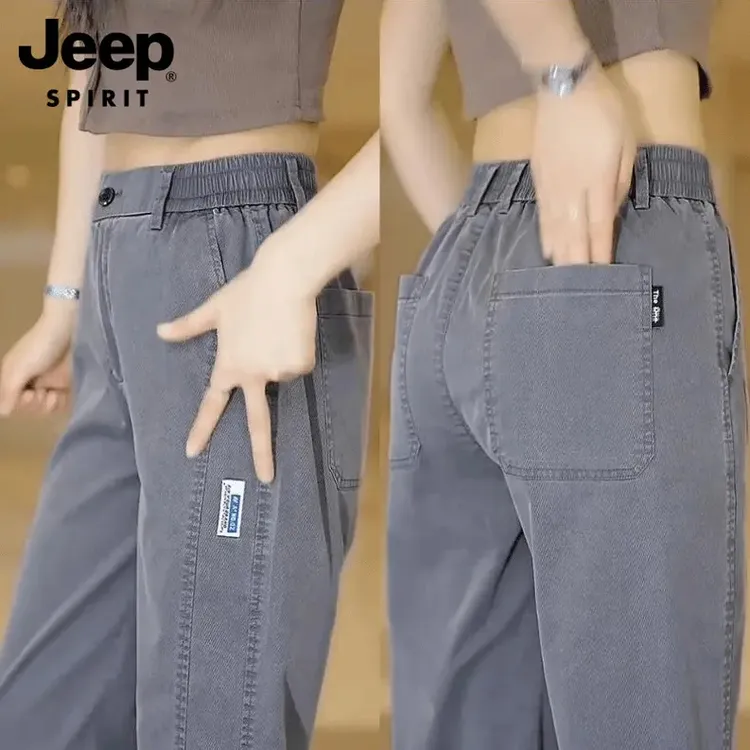 JEEPSPIRIT吉普2025新款男士百搭宽松潮流商务休闲裤时尚直筒男款