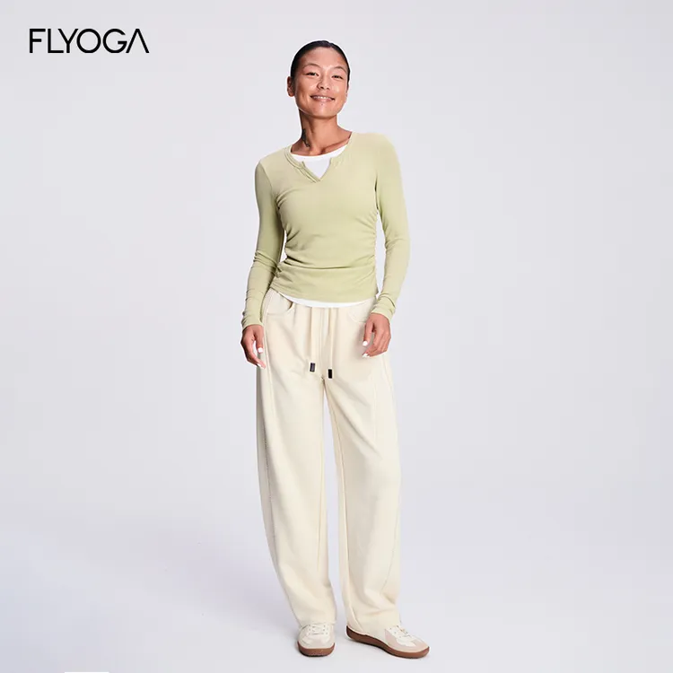 （首发款）FLYOGA飞蓝 瑜伽 长袖T恤 V领修身显瘦百搭打底上衣53526