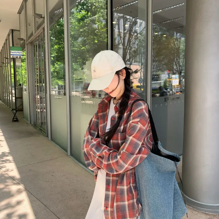 OUDOCKEE 鸥鸥【棉】红格衬衫 鸥鸥同款时尚百搭 C2502X290T