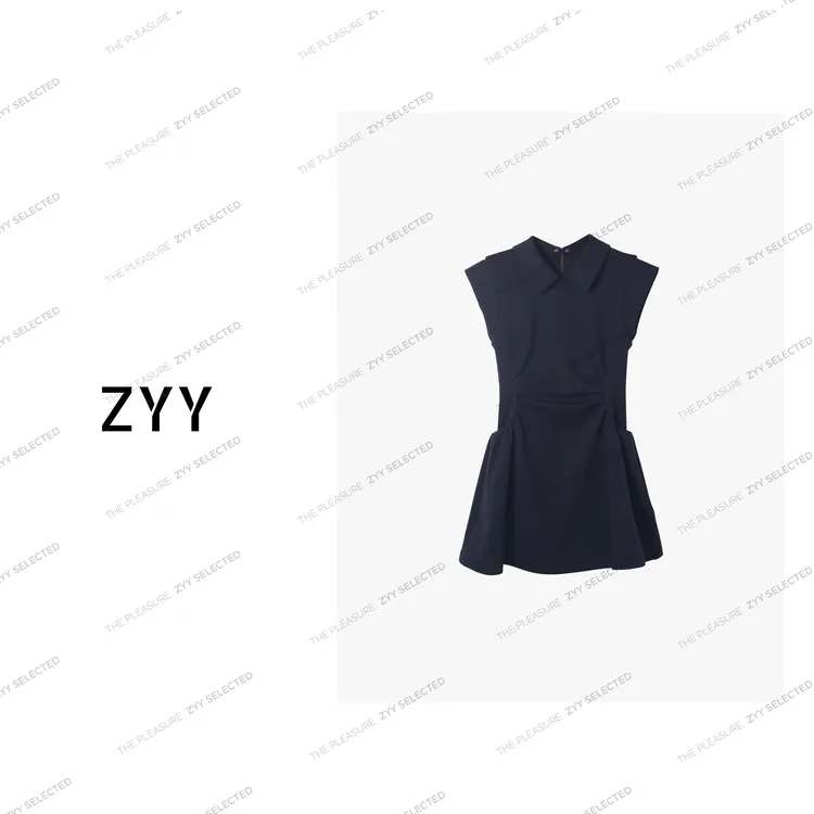 ZYY【夜绘生华】2025S/S新品褶皱收腰U领连衣裙女X25XLYQ01251