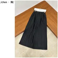 chen·陳【复古格调】条纹阔腿休闲长裤