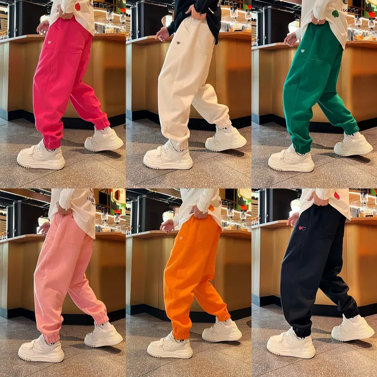 秋冬新款潮流中腰纯色百搭时尚宽松男款束脚休闲裤