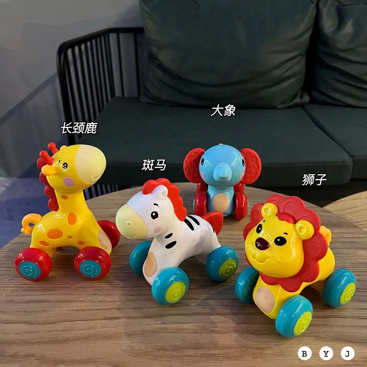 谷雨卡通儿童婴儿牙胶摇铃学爬惯性推车益智早教玩具3-6个月